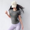 Roupa de Yoga Elástica para Fitness Gola Redonda Manga Curta Respirável Emagrecedora Pilates Corrida Top Secagem Rápida Camiseta Esportiva Verão Fina