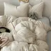 Juego de Cama Clase A de Cuatro Piezas Algodón Puro Grado Materno e Infantil Hilo de Doble Capa Sábanas para Dormir Desnudo Funda de Edredón Juego de Cama de Tres Piezas para Dormitorio