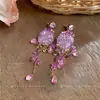 Brincos de pino de prata com franjas florais cravejadas de diamantes, luxo leve, moda de alta qualidade, brincos simples, design de nicho, acessórios de ouvido requintados