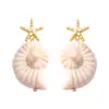 Atmósfera de Vacaciones de Verano Transfronteriza Diseño Creativo Pendientes de Caracola Estrella de Mar Concha Estilo Versátil de Moda para Mujer