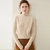 Suéter Base de Punto Grueso Retro Holgado Color Puro de Cachemira para Mujer con Cuello Medio Alto