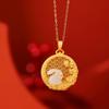 Yilu Silver S925 Prata Esterlina Banhado A Ouro Explosões Hetian Jade Xiangyun Jade Coelho Oco Pingente Lua Coelho Temperamento Pingente