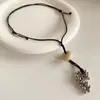 Collar de Cuerda de Cera con Cuentas de Madera y Colgante de Mariposa Nuevo Estilo Chino Retro Elegante Cadena para Clavícula Lujo Ligero Collar de Gama Alta para Mujeres