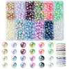 Set de Perlas Artificiales Perforadas Sueltas DIY Coloridas Redondas de ABS Materiales para Joyería Accesorios Caja de 24/28 Compartimentos