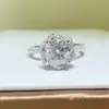 Anillo de moissanita de 2 quilates color D flor de rosa para mujer, anillo de plata chapado en oro con diamante, venta al por mayor con certificado, soporte para una generación de cabello