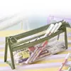 Bolsa Triangular Estéreo de Lona de PVC con Doble Capa y Cremallera para Lápices, Bolsa Portátil de Cosméticos para Estudiante de Primaria, Bolsa Grande para Papelería de Examen, Venta al por Mayor