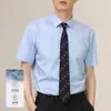 Camisa Blanca para Hombre, Manga Corta, Sin Planchar, Formal de Negocios, Corte Ajustado, Estilo Coreano, Ropa de Trabajo Profesional, Camisa Blanca Casual de Media Manga para Hombre