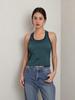Top Popular de Verano de Hilo Tejido con Almohadilla en el Pecho, Estilo sin Mangas, Forma de I, Color Contrastante, Cuello en U para Mujer
