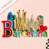 Nuevo souvenir turístico imán de nevera 3D español pintado a mano - Imán de nevera de resina de la Catedral de Barcelona