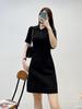 Vestido de punto sin mangas para mujer de principios de otoño, nuevo estilo francés elegante inspirado en Hepburn, vestido negro pequeño con cuello polo para mujer