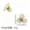 Botões de Punho Flor de Três Pétalas com Pérola Imitação de Concha de Luxo Leve, Acessórios Decorativos Metálicos Galvanizados Florais Vintage para Roupas Femininas, Transfronteiriço