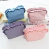 Bolsa de maquillaje con volantes estilo coreano, bolsa de almacenamiento simple de nailon impermeable, bolsa de almacenamiento multifuncional de gran capacidad para papelería, estuche para lápices