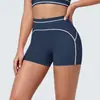Estilo Nuevo Transfronterizo Bloque de Color Cintura Alta Ajustados Alta Elasticidad Levantamiento de Glúteos Pantalones Cortos de Yoga Deportivos Running Fitness Ropa de Yoga Pantalones de Tres Cuartos