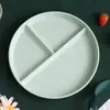 Plato individual transfronterizo de paja de trigo plato dividido de plástico plato para comida rápida plato para frutas plato para comidas de pérdida de peso plato de tres compartimentos comercial