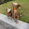 Ornamento de escultura de animal gato em aço inoxidável estilo luxo leve, decoração de jardim externo, ornamento decorativo design de gato da sorte
