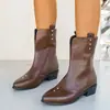 Botines cortos de tacón medio para mujer, talla grande, para comercio exterior transfronterizo, otoño e invierno 2026, punta fina, tacón grueso, modernos, casuales, botas de moda versátiles