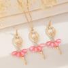Cross border saia rosa ballet menina colar moda jóias terno clavícula corrente brincos de cristal diamante europeu e americano mulheres
