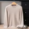 Suéter versátil de cachemir para hombre, suéter de cuello redondo, 100% cachemir, camisa base de punto casual de negocios para hombre