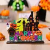 Nuevos adornos de madera transfronterizos para Halloween, creativas decoraciones de madera para el hogar de Halloween