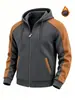 26 Sudadera con capucha de doble capa forrada de forro polar europea y americana transfronteriza para invierno, chaqueta cálida de cremallera a la moda, casual, con retazos de gamuza