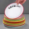 Platos redondos de melamina, platos de servicio de plástico para restaurante, tazones de arroz comerciales con tapa, platos redondos blancos específicos para buffet de hotel, vajilla de hueso