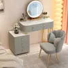 Tocador de Madera Maciza Dormitorio Moderno Simple Tocador de Pizarra Gabinete de Almacenamiento Espejo de Maquillaje Integrado Belleza y Elegante