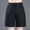 Nº 1 Shorts de Terno Profissional Feminino Casuais de Cintura Alta Calças de Quarto Finas Cinza de Perna Reta