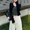 Conjunto de dos piezas de verano: camisola a rayas personalizable, cárdigan corto femenino ajustado, chaqueta de manga larga