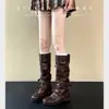 Botas blancas plisadas de media pantorrilla para mujer, de uso desmontable bidireccional, estilo dulce y fresco tipo Dr. Martens con 7 cm de aumento de altura interna, botas largas estilo ballet