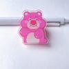 Clip de PP de dibujos animados de acrílico de oso de fresa, lindo clip de papel de prueba de datos fijos de papelería kawaii, clip de cuenta de mano de cola de milano