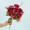 Rosa flor artificial decoração de casa ornamento arranjo de casamento arranjo de flores retrô buquê de rosa Ruyi de 7 cabeças flor artificial