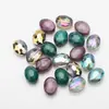 Cuentas de vidrio de color galvanizado de jade de porcelana ovaladas ojo de buey de 9x12 mm transfronterizas accesorios para joyería DIY material para collares y pendientes