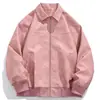 Chaqueta de Cuero Marrón con Solapa Estilo Americano Retro para Hombre Qilin Chaqueta Suelta Vintage Maillard para Pareja Hombre