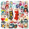 50 Pegatinas Navideñas de Dibujos Animados de Envío Directo Transfronterizo con una Atmósfera Acogedora, Pegatinas para Equipaje DIY de Velas