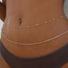 Cadena de cintura para traje de playa con diamantes de imitación, estilo sexy, cadena de metal geométrica simple para mujer