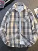 Moda de Primavera y Otoño Nueva Camisa Chaqueta Cuadros Versátil Estilo Coreano Tendencia Ropa Interior Versátil Camisa de Manga Larga