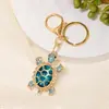 Llavero Popular de Metal con Dibujo de Tortuga de Amazon Anillo de Llave de Tortuga Incrustado con Diamantes de Aleación Colgante para Coche y Bolsa