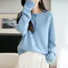 Nuevo cárdigan de punto sin costuras de una pieza para otoño, mujer, simple francés, cuello redondo, manga larga, suéter holgado, abrigo, capa base