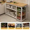 Estante de almacenamiento para cocina, cesta multifuncional para verduras, encimera de corte, estante de almacenamiento para microondas y utensilios de cocina, gabinete lateral, mesa multicapa