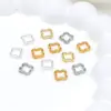 Cobre conservador de color bañado en oro real de 18k, con diseño de trébol de cuatro hojas y estrella huecos, con tapas terminales de doble orificio, para hacer joyería DIY, incluyendo pulseras y collares