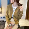 Cárdigan de punto blanco para mujer, abrigo de otoño e invierno, nuevo suéter delgado, chaqueta holgada de manga larga, tops de principios de otoño