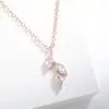 Bestseller transfronteiriço: Colar de folha em cobre com zircônia, minimalista de luxo discreto para mulheres, corrente simples e elegante para a clavícula