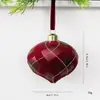 Nuevos adornos de bola de Navidad transfronterizos, bolas de Navidad decorativas pintadas a mano, bolas de plástico planas con forma irregular electroplateadas y flocadas