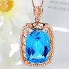 Pingente grande de pedra lapidada com diamantes 12 quilates pingente de gema banhado a ouro 18K cor de diamante colar tesouro topázio azul suíço