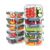 Juego de recipientes de almacenamiento de alimentos para Amazon transfronterizo con combinación personalizada, fiambrera de vidrio, apto para microondas y refrigerador, a prueba de fugas y sellado