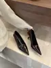 Saltos Altos Pretos Femininos Salto Agulha Outono 2025 Novo Bico Fino Francês Sapatilhas de Salto Médio Sapatos Profissionais Femininos Baixos