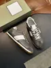 Estilo Europeo Nuevas Zapatillas Deportivas Casuales de Cuero Genuino de Caña Baja con Cordones Bloques de Color Zapatos para Hombre Marca de Lujo de Moda