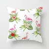 Suministro directo de fábrica funda de almohada pintada a mano con diseño de flamenco lindo animal tropical y planta funda para cojín de respaldo de coche