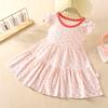 Vestido Original de Princesa para Niña de Comercio Exterior, Vestido Estampado de Dibujos Animados para Niña, Elegante Vestido Floral de Seda Helada para Bebés