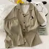 Cardigan de Algodão Nuvem Venda Quente Estilo Novo de Verão com Gola, Pijama Doce para Meninas, Shorts de Manga Curta, Conjunto de Roupa para Casa Feminino